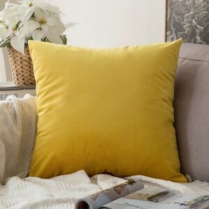 Yellow velvet throw pillow